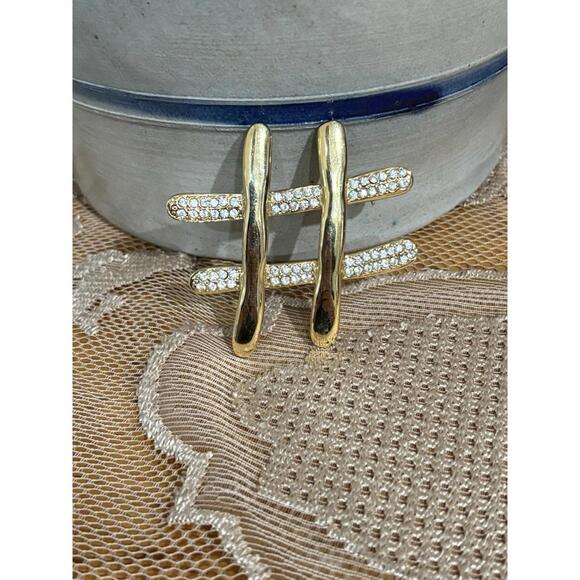 Park Lane Jewelry - VTG 80s Park Lane Gold Tone Hashtag w/ Rhinestones Large Statement Brooch 2.75"